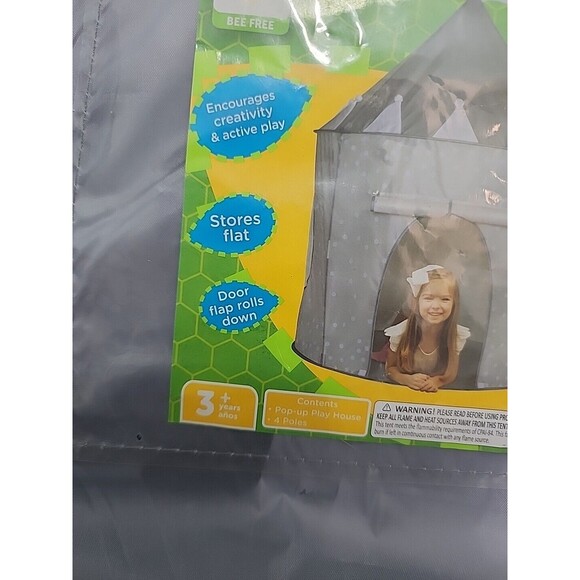 Princess POP-UP PLAYHOUSE Bee Happy POLKA DOT AGE 3+ ASSEMBLED 39 X 55 Grey NEW - Picture 3 of 4